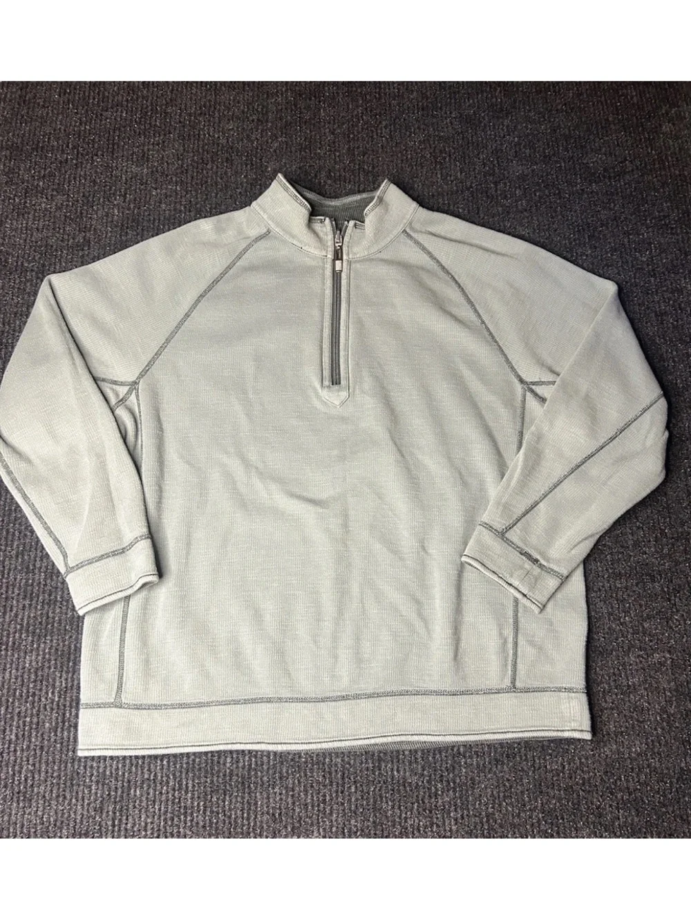 Tommy Bahama Jeans Reversible 1/4 Zip Pullover Sweatshirt Sage Green Men’s M